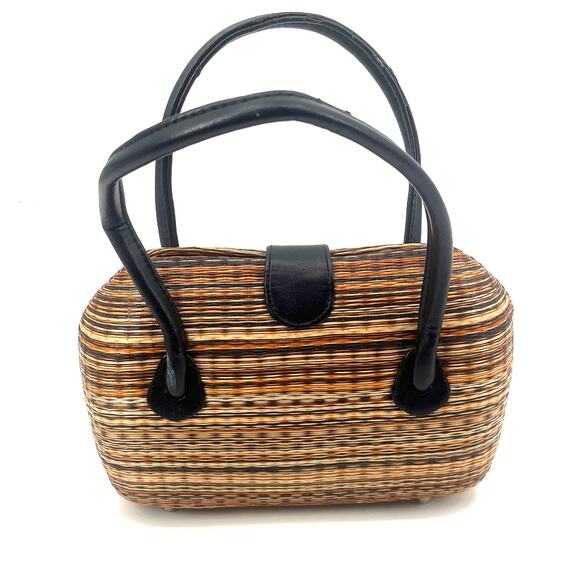 Le Sac Y2K Handmade Woven Hard Shell Purse Boho Coastal Cowgirl Retro Mini - Picture 4 of 10